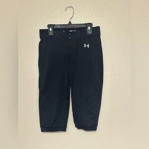 Under Armour Youth Girls Size M Solid Black Softball Pants EUC